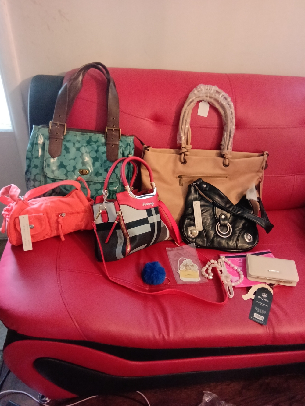 Stylish Coral Crossbody Bag - Unbranded